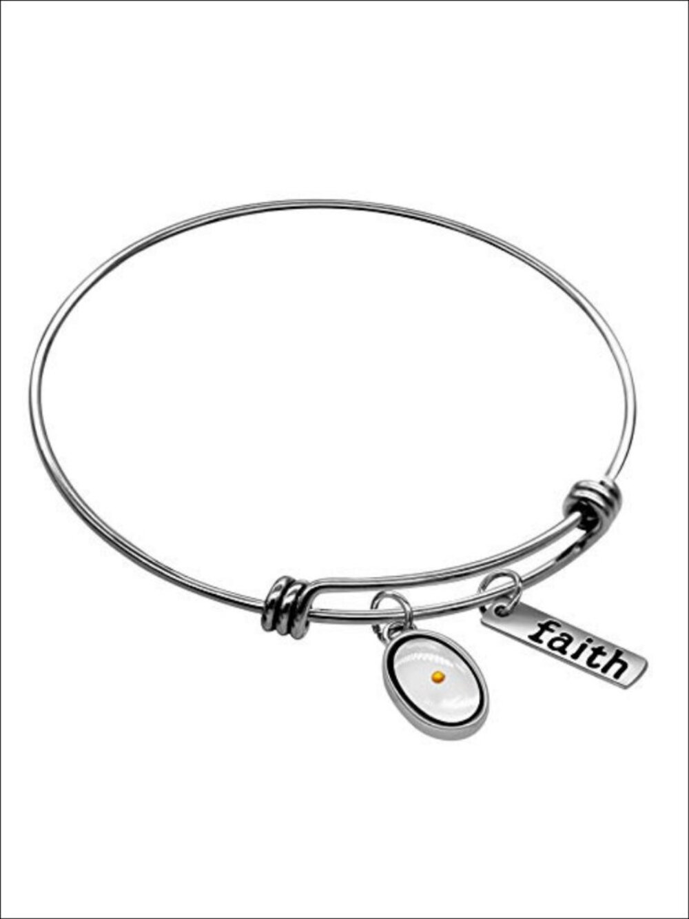 Stainless Steel Mustard Seed Faith Bangle Inspirational Christian Gift